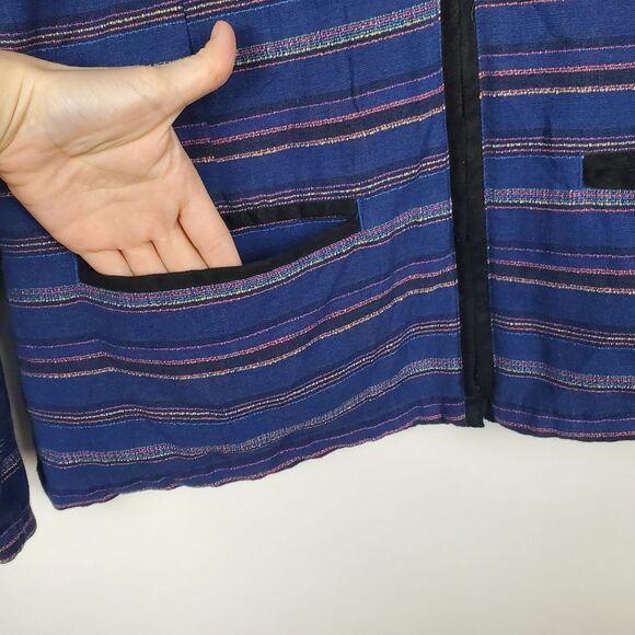 CABELAS Full Zip Up Striped Sweater Jacket Embroidered Colorful Collared Lined - Picture 4 of 6